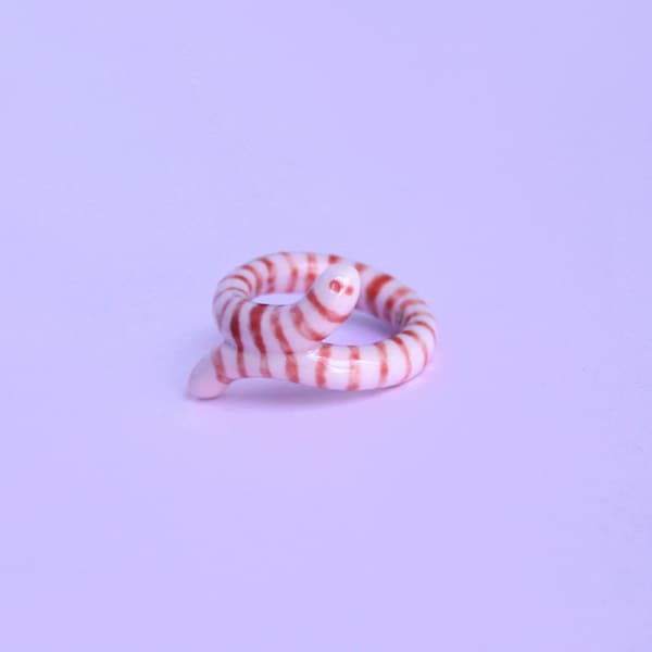 Worm Ring / SIAMESE TWIN STUDIO/ Cute and Weird Porcelain Ring Statement Freaky Jewelry / Gift Ring for Her/ Halloween Jewelry