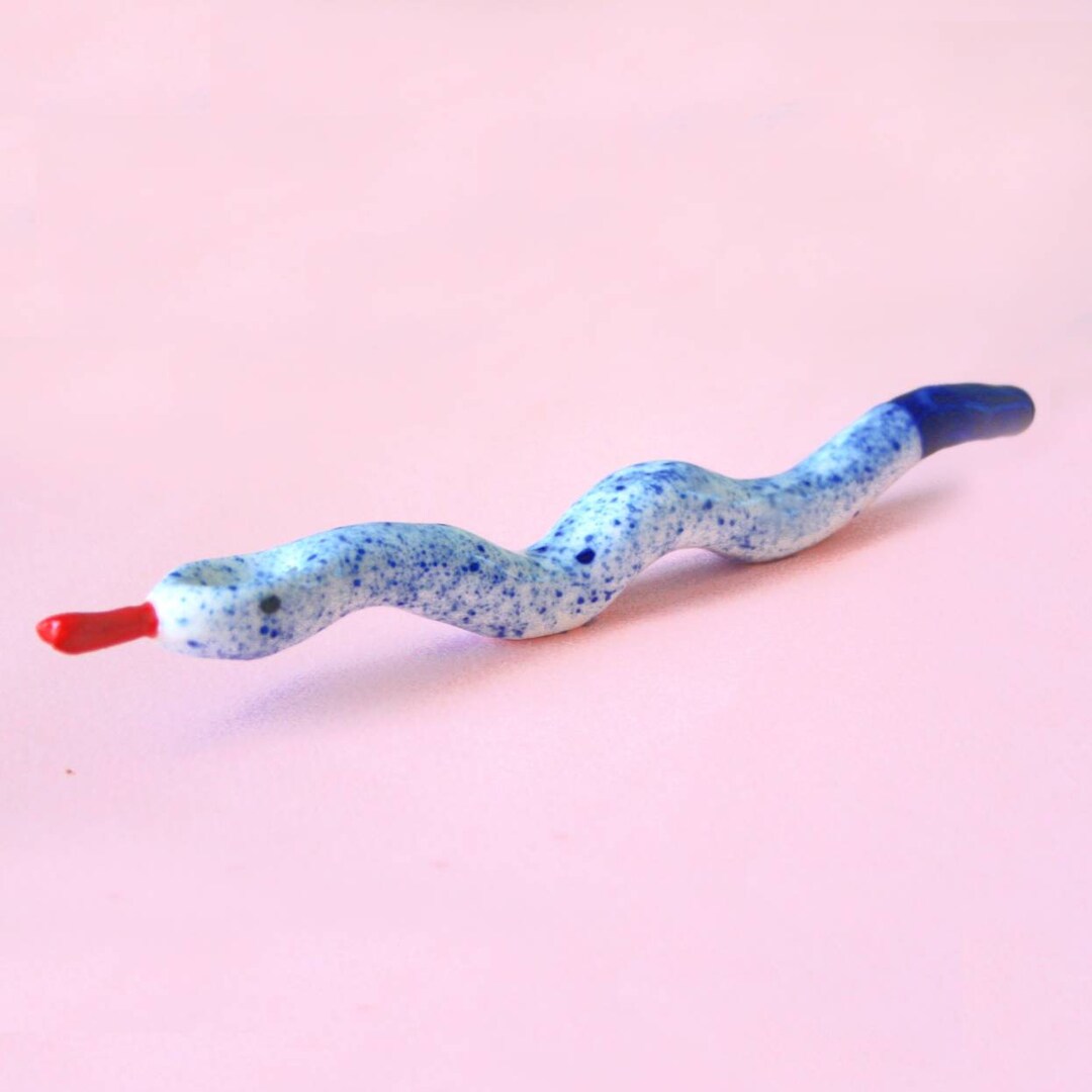 SNAKE PIPE / Blue Speckled Snake /ceramic Smoking Pipe / Etsy