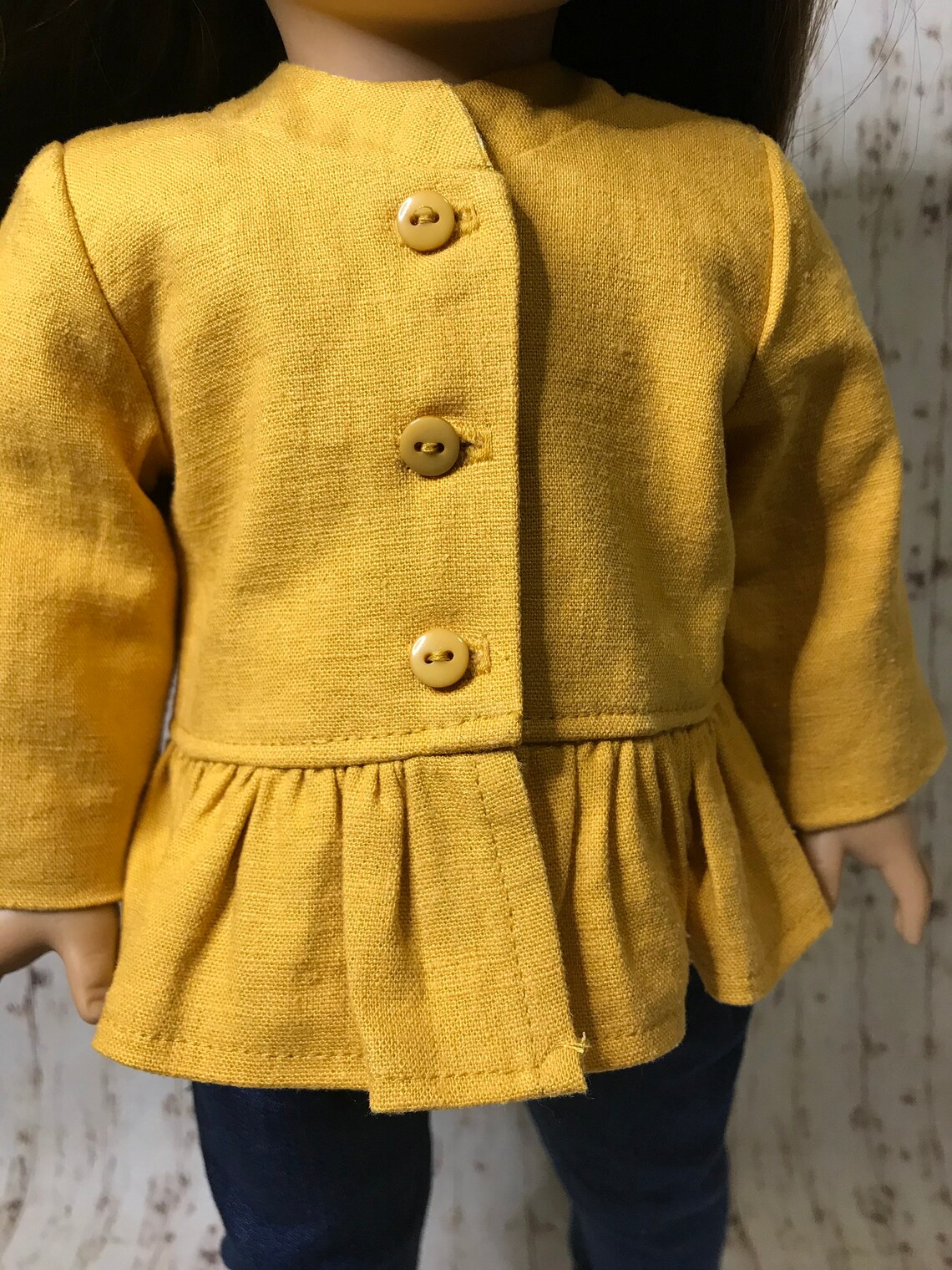 Mustard linen button front jacket with peplum for 18 Etsy