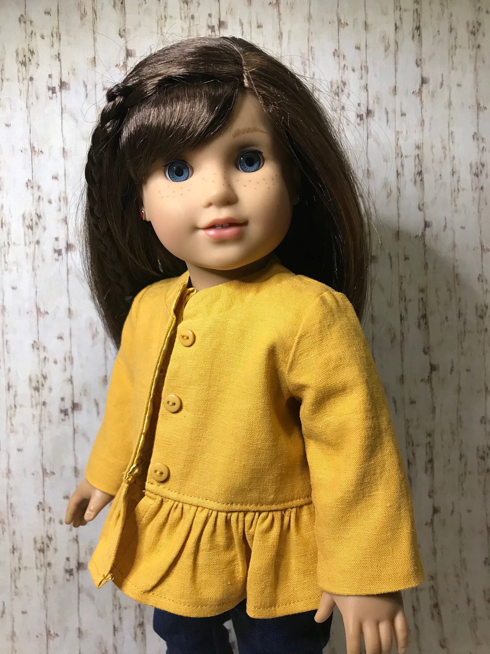 Mustard linen button front jacket with peplum for 18 Etsy