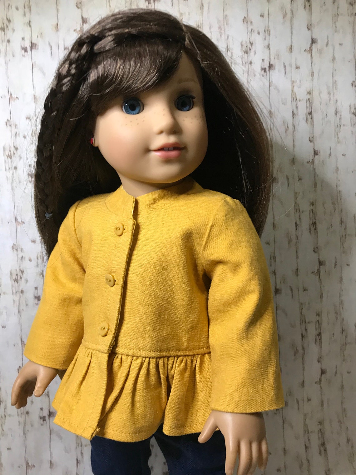 Mustard linen button front jacket with peplum for 18 Etsy