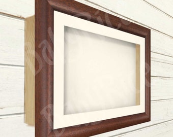 Dark Wood Walnut Brown Deep Shadow Box Display Frame Framing 3D Object Item Cast Wedding Keepsakes Craft Small Large Size Mat Mount Colours