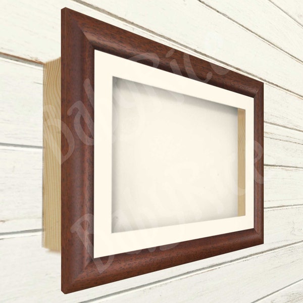 Dark Wood Walnut Brown Deep Shadow Box Display Frame Framing 3D Object Item Cast Wedding Keepsakes Craft Small Large Size Mat Mount Colours