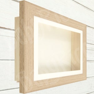 RECTANGLE Oblong Extra Deep Shadow Box Display Frame New Solid Oak & Pine Wood, 3D Object Item Cast Handmade in UK, Choose SIZE, Mount Color