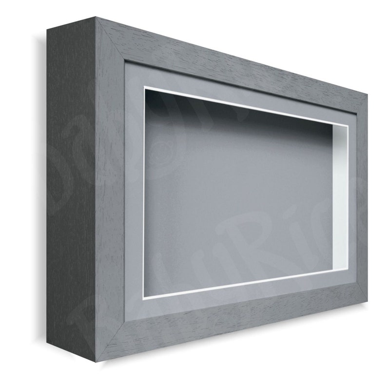 New Dark Grey Shadow Box Display Frame Small Large Size 4.8cm Deep Depth Object Item Keepsakes Insert Gray Shadowbox Memory Square Oblong Dark Grey/Dark Grey