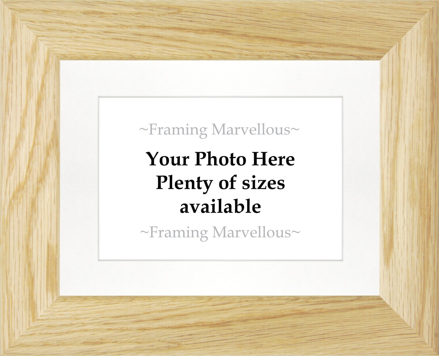 Solid Oak Wood Photo Picture Frame with White Mount Choose size 