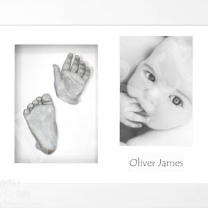 New Baby Casting Kit + White Shadow Box Tiefem Display Rahmen 9x12 &quot;Create 3D Hand Fuß Mold Gipsabdruck Taufe Andenken Geschenk