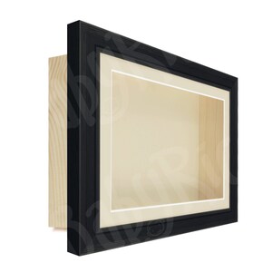 Black Deep Shadow Box Frame, Antique Cream inserts