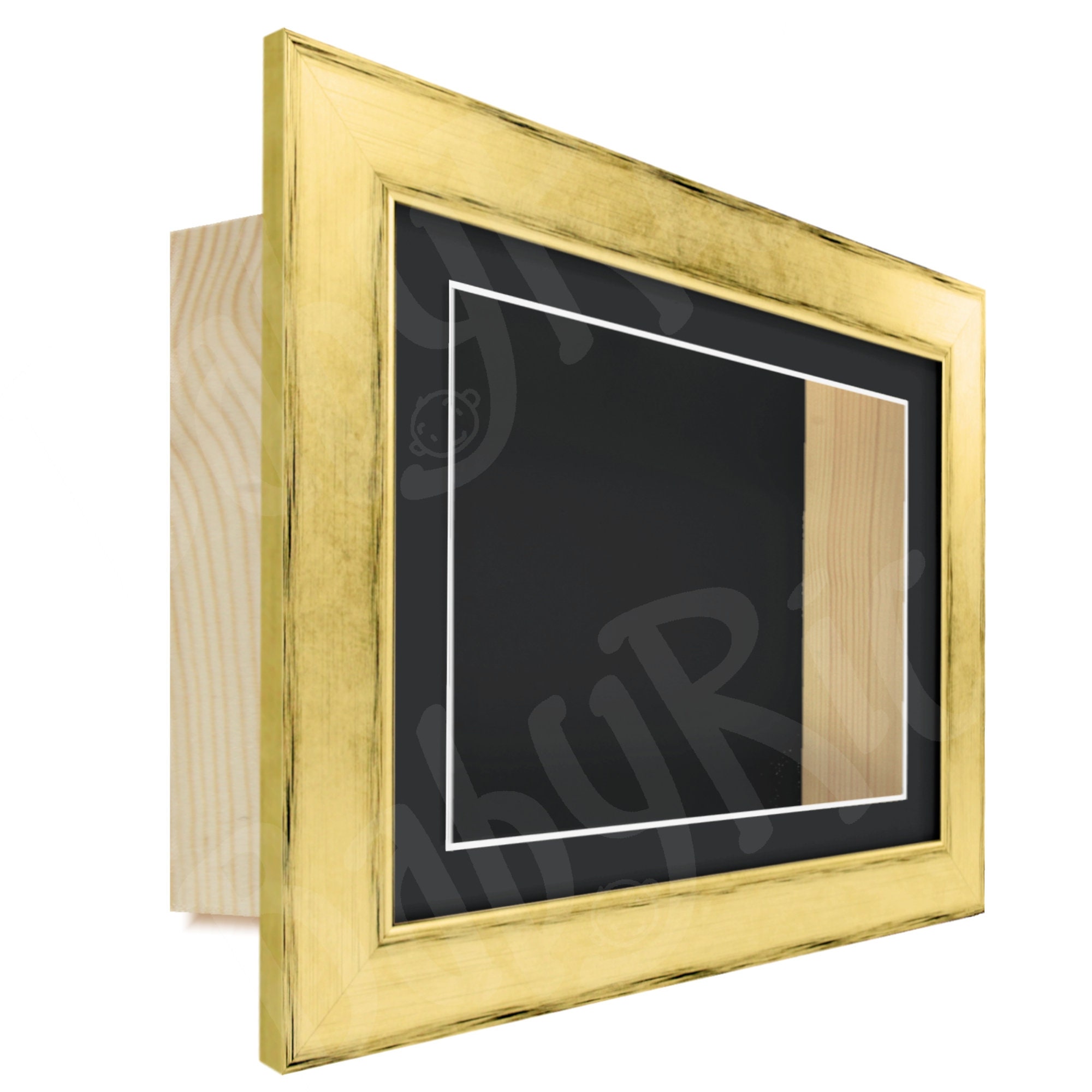 Schattenbox-Rahmen 38,1 X 38,1 Cm – Extra Tief (10,2 Cm), Aus Massivholz, Schwarz, Mit Scharniertür