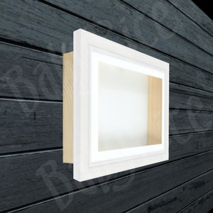 SQUARE White Shadowbox Display Frame, Pine Wood Box, 3D Framing, Size / Mount / Backing Colour Options