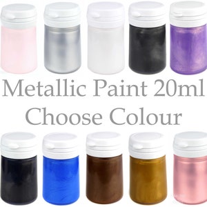 Pintura Metálica BabyRice - Pinturas Acrílicas Multiusos para Arte, Manualidades y Bricolaje (20 ml y 100 ml) - Yeso, Modelado, Madera, Pared, Cartulina