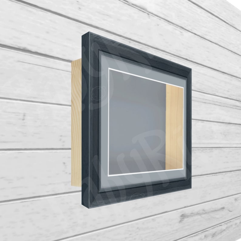 SQUARE Dark Grey Shadowbox Display Frame, Pine Wood Deep Box, 3D Framing, Small Large Size / Mount / Backing Colour Wedding Flowers Cast New