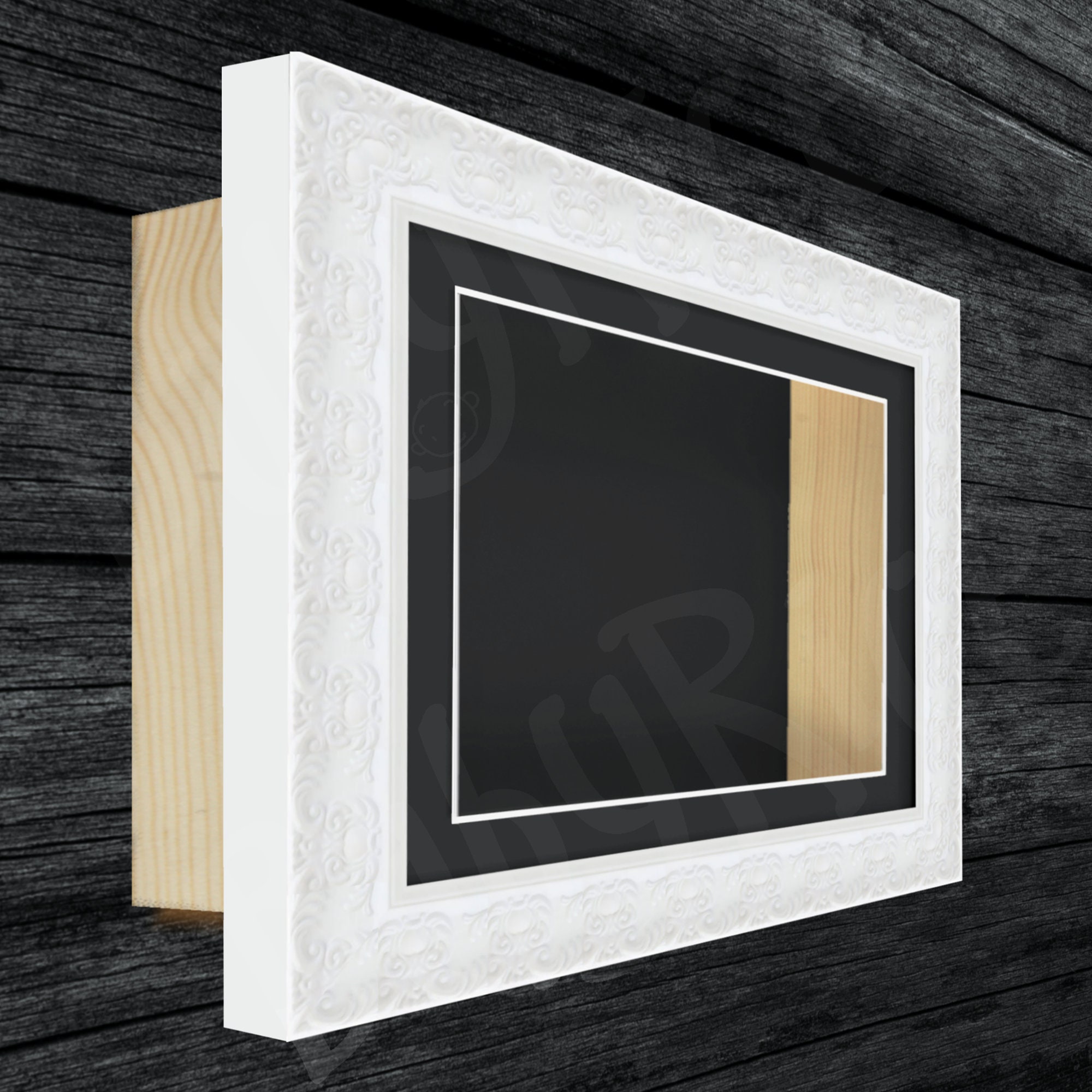 Rectangle Deep Shadow Box Rectangle Ornate White Shadow Deep Box Display Frame Size Depth Mount ...