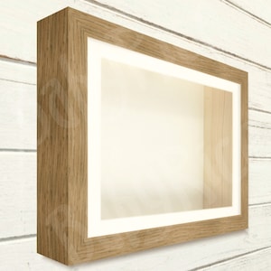 New Oak Veneer Shadow Box Display Frame 3.8cm Deep Inside, Lots of SIZES, INSERT COLOURS Framing Object Item 3D Picture Art, Handmade in Uk