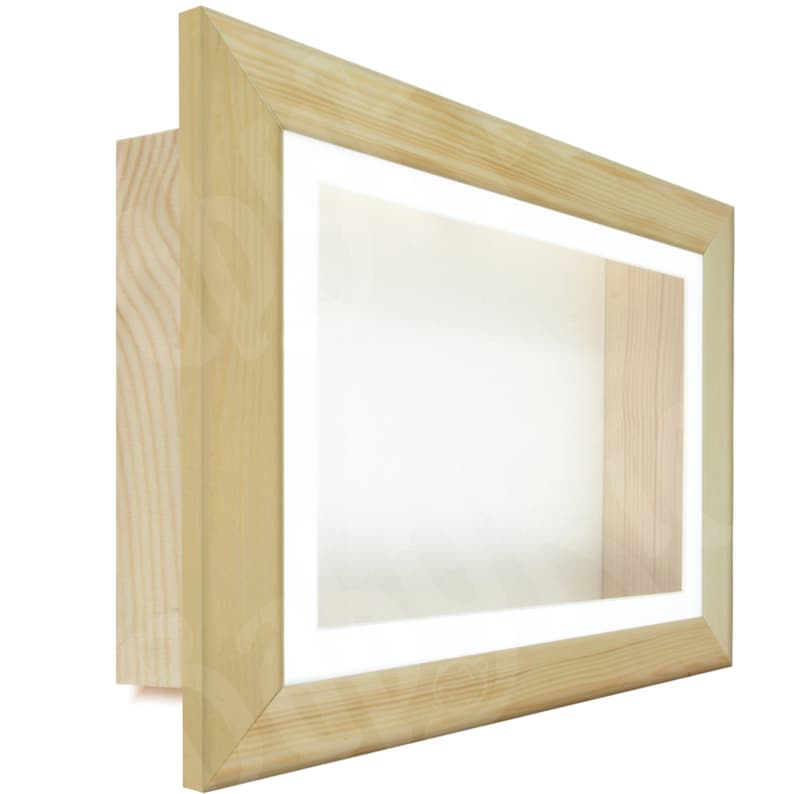 Natural Pine Wood Shadow Box Frame Square Cube Soft White Mat Mount Inserts Mountcard Matting Cuboid Shadowbox Deep Display Large Small Extra