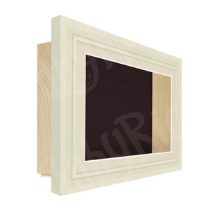 Large Square Shadow Box Display Frame in Cream, Cream Mount, Brown backing card for object keepsake memory framing