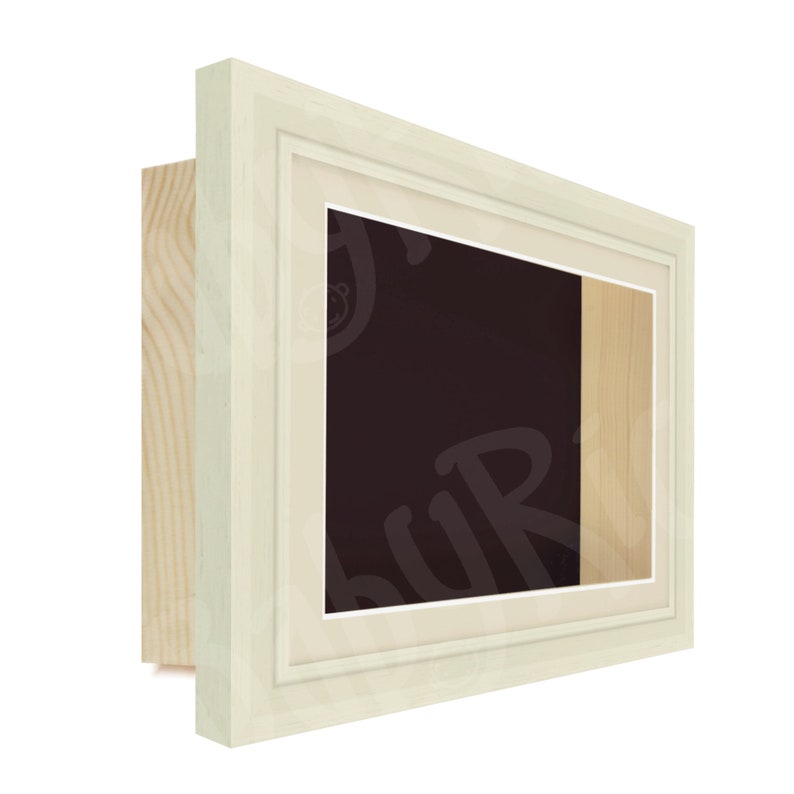 Large Square Shadow Box Display Frame in Cream, Cream Mount, Brown backing card for object keepsake memory framing