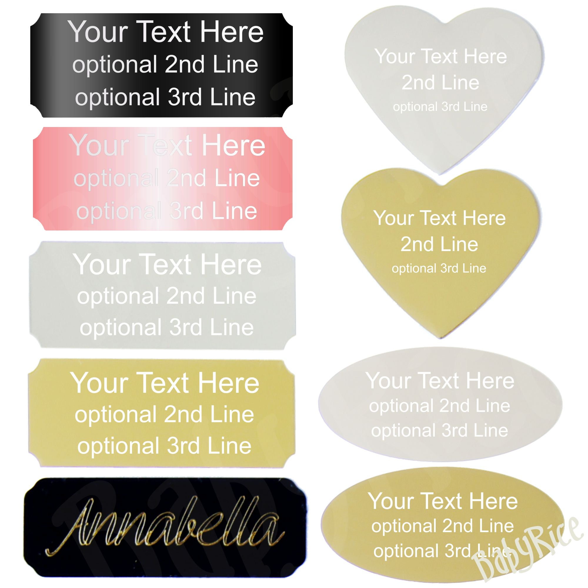 Personalised Engraved Plaque - Silver Rose Gold Black Rectangle Heart…