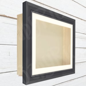 New Extra Deep Shadow Box Square Frame, Dark Brown Mocha & Pine Wood, 3D Cast Memory Picture Photo Size / Insert Colour Options, Made in UK
