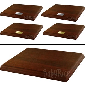 New Wooden Display Base Plinth 6x8" 8x10" 10x12" Black Mahogany Oak Veneer White can choose Engraved Plaque Silver Gold Plate to Engrave image 5