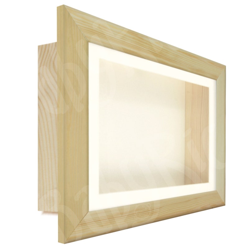 SQUARE Natural Pine Wood Shadow Box Display Frame Extra Deep Small Large Size Mount 3D Object Craft Collage Cast Wedding Wall Case Boxes New Cream