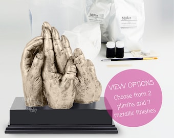 Family Hand Casting Kit with Metallic Wax Finishing Kit and Display Plinth - Create 3D Hand Casts - Great Gift for all the Family, Friends