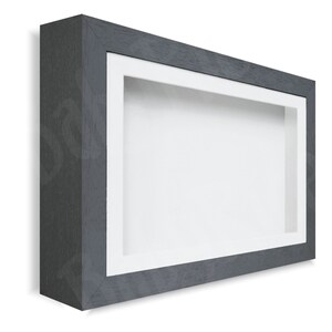 New Dark Grey Shadow Box Display Frame Small Large Size 4.8cm Deep Depth Object Item Keepsakes Insert Gray Shadowbox Memory Square Oblong White/White
