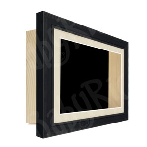 Black Deep Shadow Box Frame, Antique Cream Mount and Black Backing card