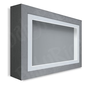 New Dark Grey Shadow Box Display Frame Small Large Size 4.8cm Deep Depth Object Item Keepsakes Insert Gray Shadowbox Memory Square Oblong Light Grey/Dark Grey