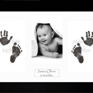 New Baby Boy or Girl Gift Baby&#39;s Handprint Footprint Kit, Easy to Create Hand Foot Prints Inkless Printing Kit, Choose Black or White Frame