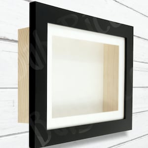 SQUARE Black Shadow Box Frame, Small Large Size Mat Mount Colours, Extra Deep 3D Display Picture Framing Collage Item Casts Wedding Keepsake