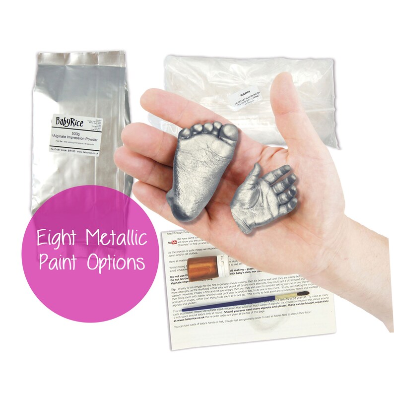 New Newborn Baby Casting Kit Set Silver Christening or Shower Gift /& Black Frame