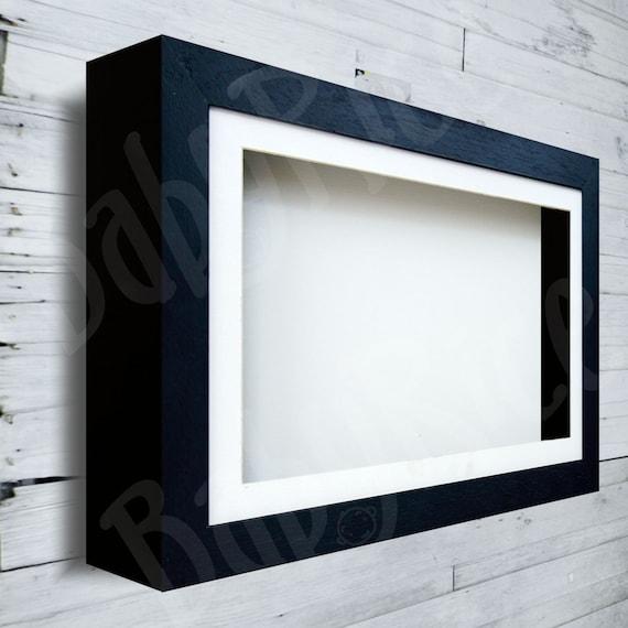 New Black Shadow Box Deep Display Frame Wood 4.8cm Inside Depth for Framing  Object Items 3D Picture Keepsake Memory, White, Ivory Cream Mat -   Italia