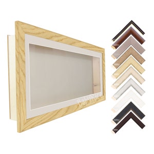 Very Large 35x13&quot; Premium Wooden Deep Shadow Box Display Frame 4.6cm Inner Depth for 3D Objects Handmade in UK Choose Finish & Mount Colour