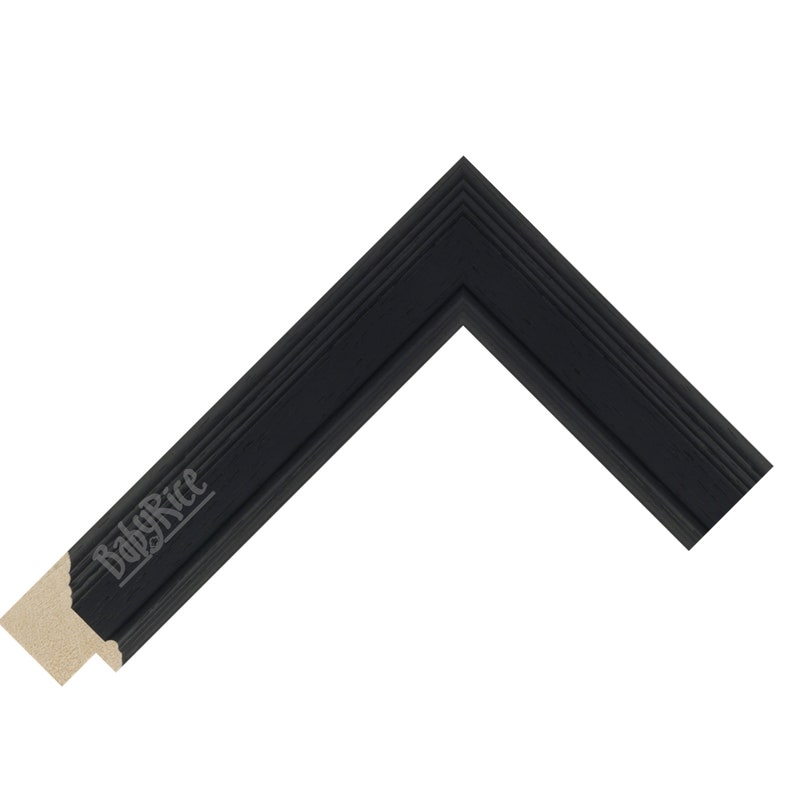 Stepped Scoop Wooden Chevron Frame Moulding, Black