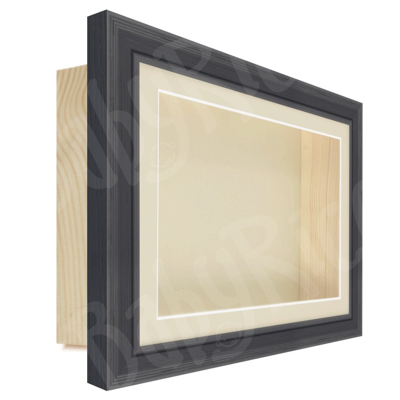 Square Deep Shadow Box Frame, Antique Cream inserts