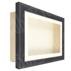 Square Deep Shadow Box Frame, Cream Mount & backing card