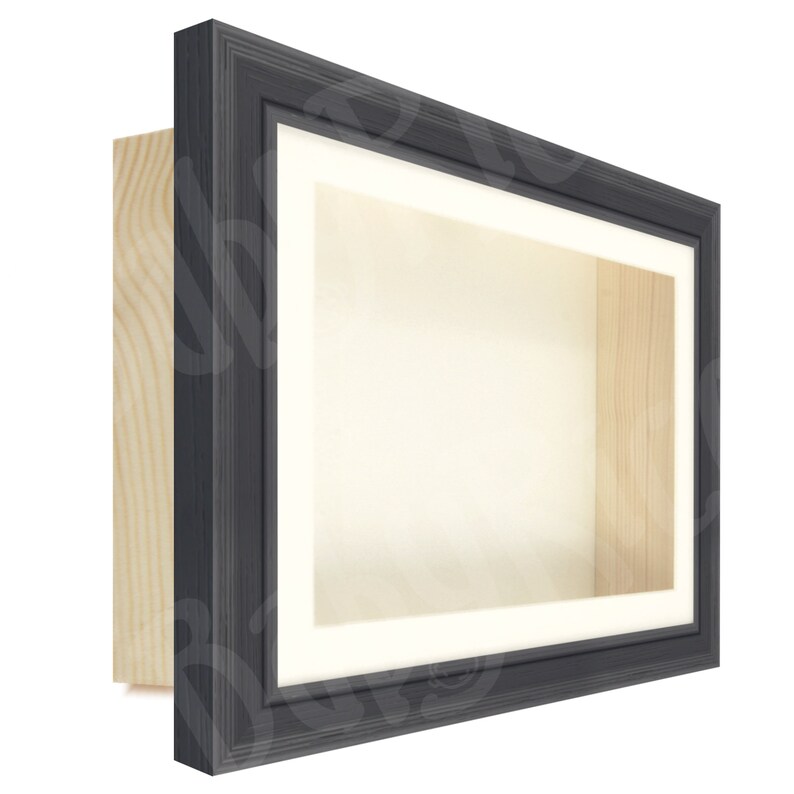 Square Deep Shadow Box Frame, Cream Mount & backing card