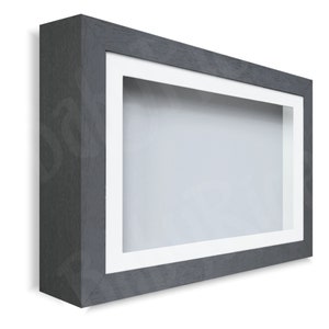 New Dark Grey Shadow Box Display Frame Small Large Size 4.8cm Deep Depth Object Item Keepsakes Insert Gray Shadowbox Memory Square Oblong White/Light Grey