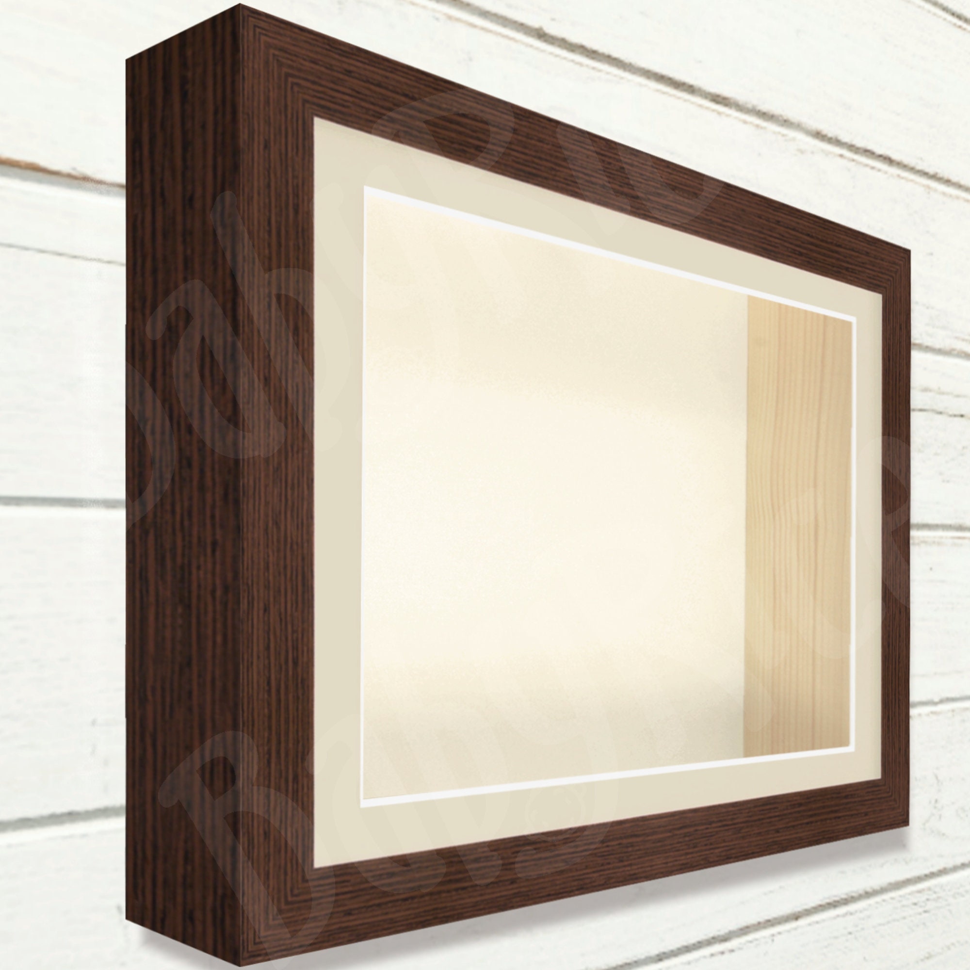 8x8 Brown Walnut Shadow Box Frame - 3/4 of Depth | Includes Hardware|Brown