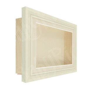 Extra Deep Square Shadow Box Display Frame in Cream, Antique Cream inserts