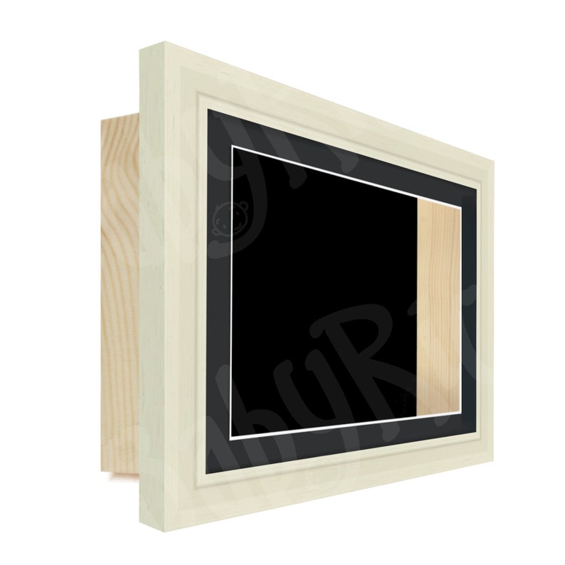 Square Shadow Box Display Frame off White Cream & Pine Wood 3D Framing ...