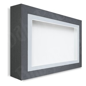 New Dark Grey Shadow Box Display Frame Small Large Size 4.8cm Deep Depth Object Item Keepsakes Insert Gray Shadowbox Memory Square Oblong Lt Grey/White