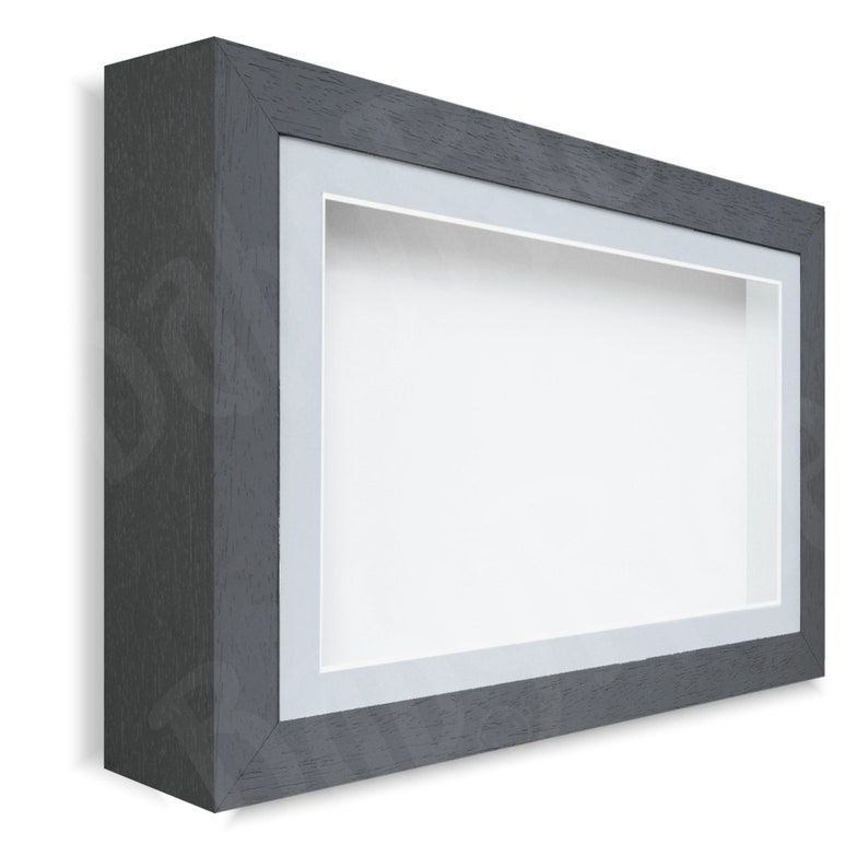 New Dark Grey Shadow Box Display Frame Small Large Size 4.8cm Deep Depth Object Item Keepsakes Insert Gray Shadowbox Memory Square Oblong Lt Grey/White