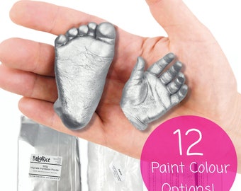 Baby Casting Kit Create 3D Hand Foot Cast, Shower Maternity Christening Newborn Baptism Naming Day Gift, Metallic Paint - Sculpture Keepsake