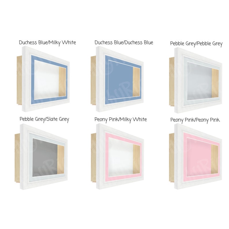 White Rectangle Deep Box Display Frame, Insert Colours, lots of choices