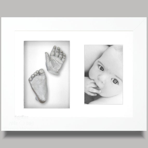 New Baby Casting Kit Set White Shadow Box Display Frame 9x12