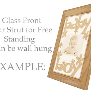 BabyRice New Baby Boy Gift Solid Wood First Photo Picture Frame with MDF Flower Design, Choose Frame and Mount Colour, Black, Oak, White