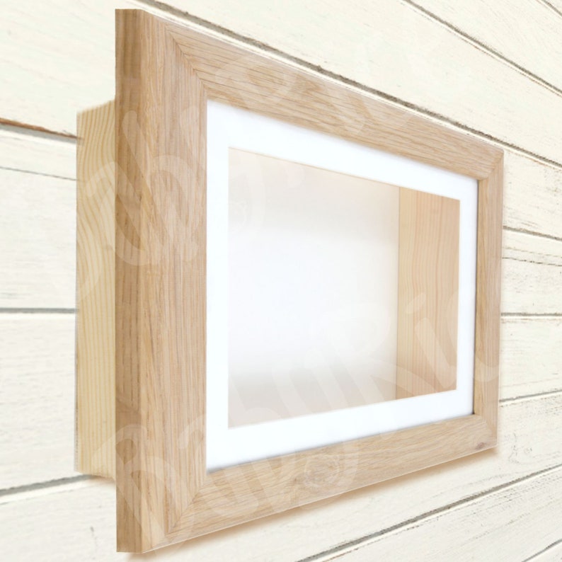 Brown Solid Oak Wood Shadow Box Frame Display case 5/" x 7/" x 1 1//2/" deep