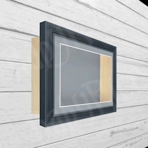 Cornice per scatola ombreggiatura grigia scura oblunga piccola grande, extra profonda, supporto/carta di supporto colorata, appeso, ritratto, paesaggio, panoramico, cubo fai da te